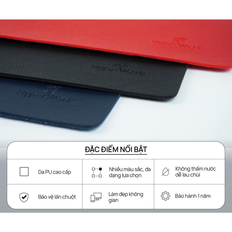 Lót chuột 20x20cm chất liệu giả da PU HyperWork Mousepad
