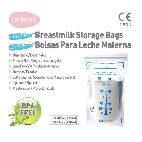 Túi trữ sữa mẹ Unimom Compact UM870350 không có BPA 210ml