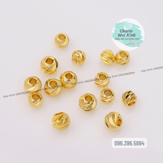 Bi Cắt Cạnh Vàng Xâu Vòng - Bi Phay Khía Hợp Kim Mạ Vàng Chống Han Rỉ Phụ Kiện Vòng Tay May Mắn phong thủy Nam Nữ