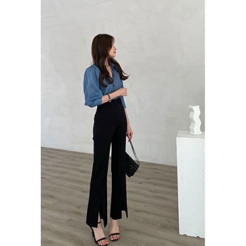 Quần tây ống loe , quần loe xẻ gấu