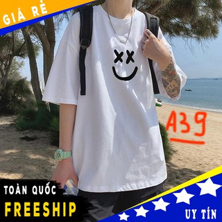 Áo phông unisex tay lỡ oversize Mặt Cười x Nhỏ  form rộng nam nữ áo thun mùa hè cotton basic chất mềm mát A39