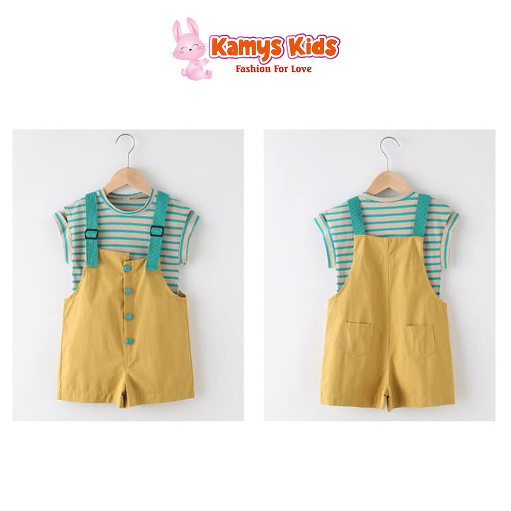 Bộ quần yếm áo cộc tay trẻ em KAMYS KIDS dễ thương cho bé gái từ 15-40kg