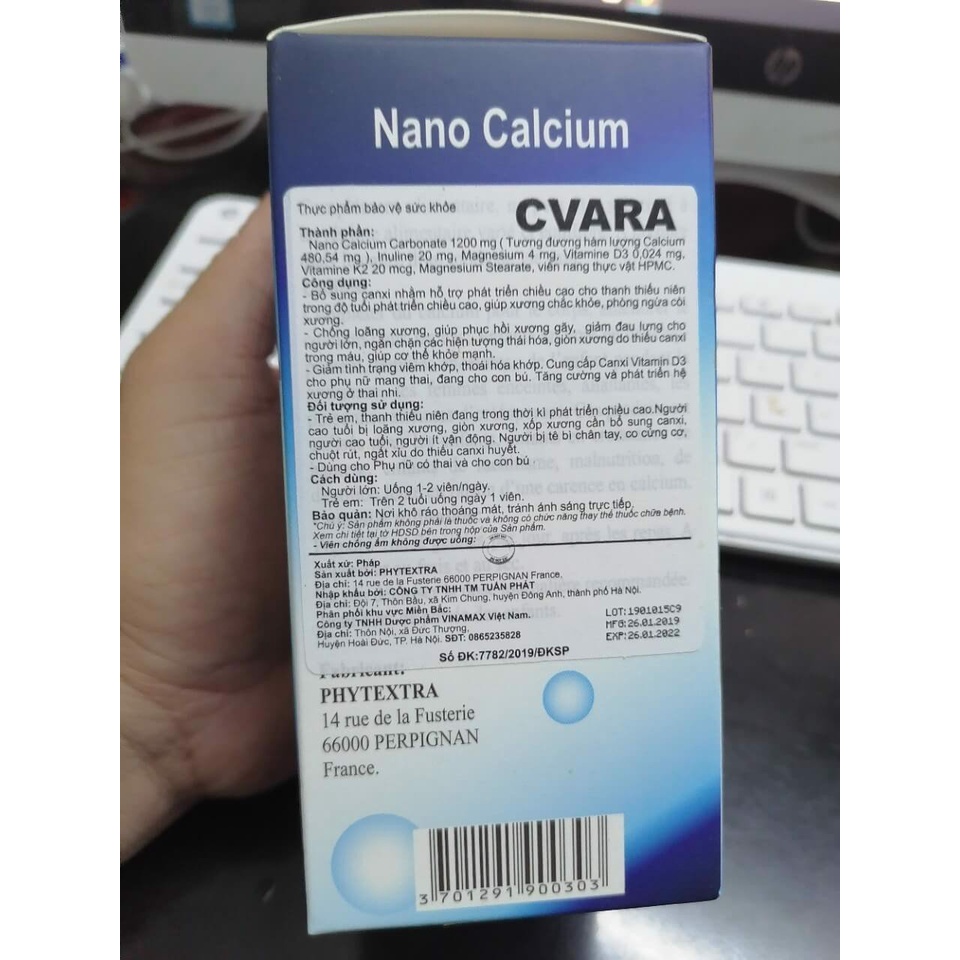 Anica Nano Calcium và Cvara - Nano Calcium bổ sung canxi cho phụ nữ mang thai và cho con bú,người bị loãng xương,trẻ em