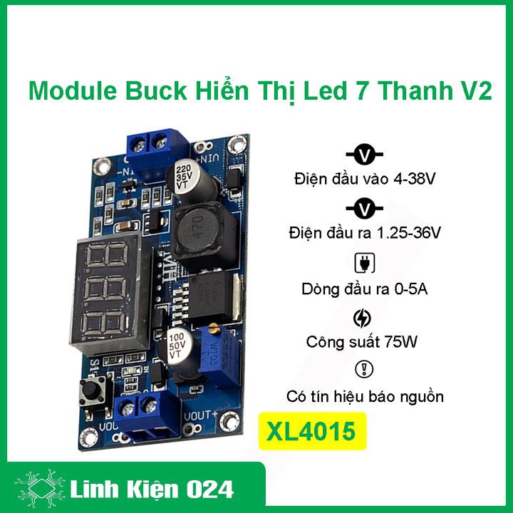 Module Buck XL4015 V2 Hiển Thị Led 7 Thanh