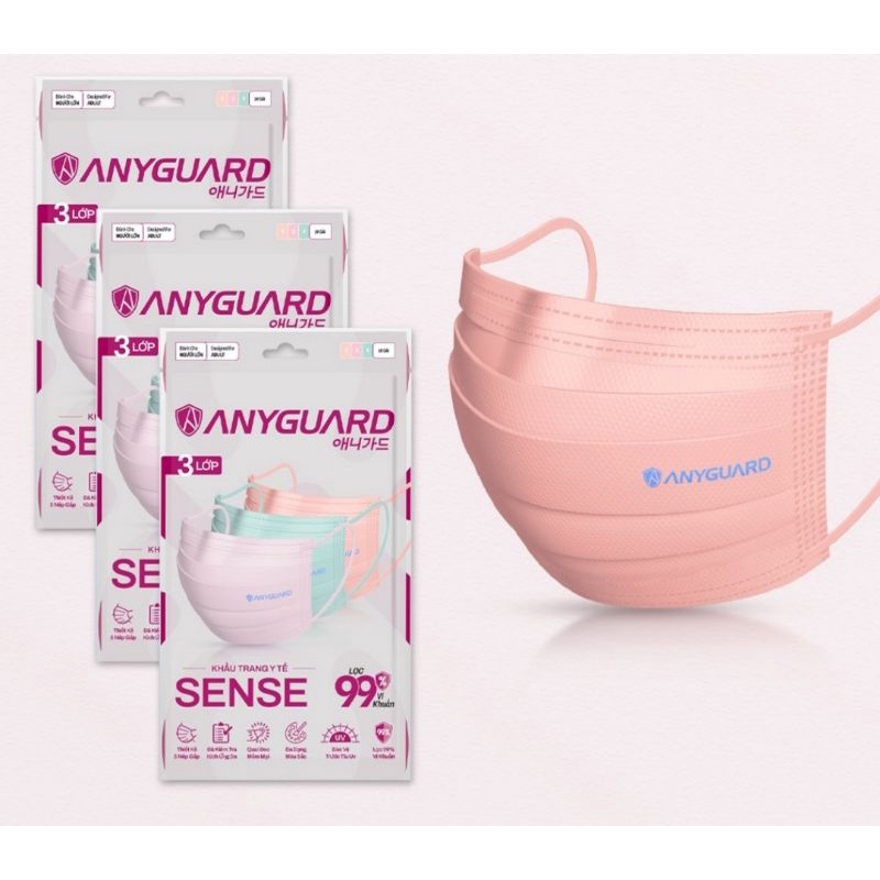 Khẩu Trang Y Tế Sense - có 10 cái 3 màu trong 1 bịch