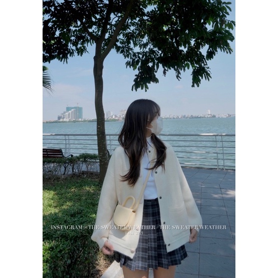 (Ảnh thật) Áo khoác len dáng bomber cúc bấm the.sweaterweather TSW | BigBuy360 - bigbuy360.vn