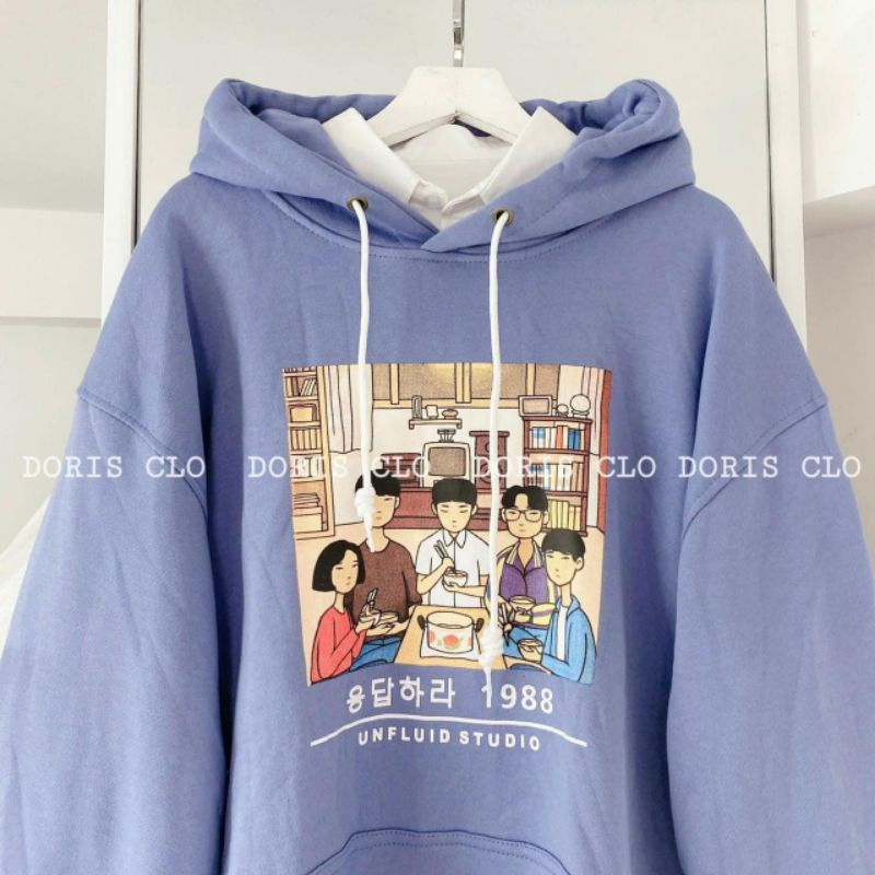 Áo nỉ hoodie Gia đình 1988 form rộng tay bồng nganunisex