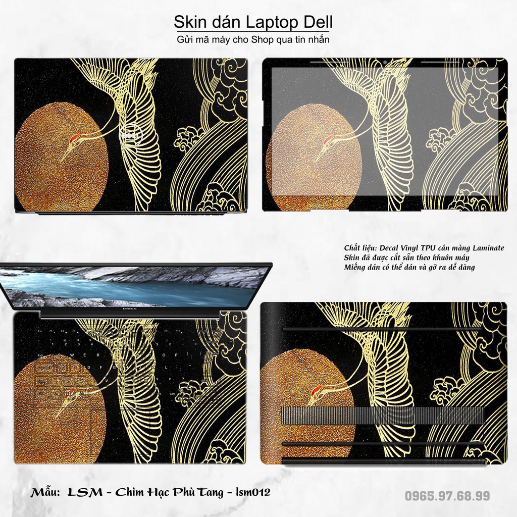 Skin dán Laptop Dell in hình Chim Hạc Phù Tang - lsm012 (inbox mã máy cho Shop)