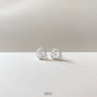Khuyên tai bạc Grace - Đá tròn 3 đá dọc Avril (Đôi)