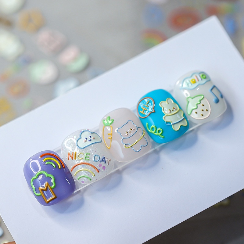 Miếng Dán Trang Trí Móng Tay Họa Tiết Dập Nổi