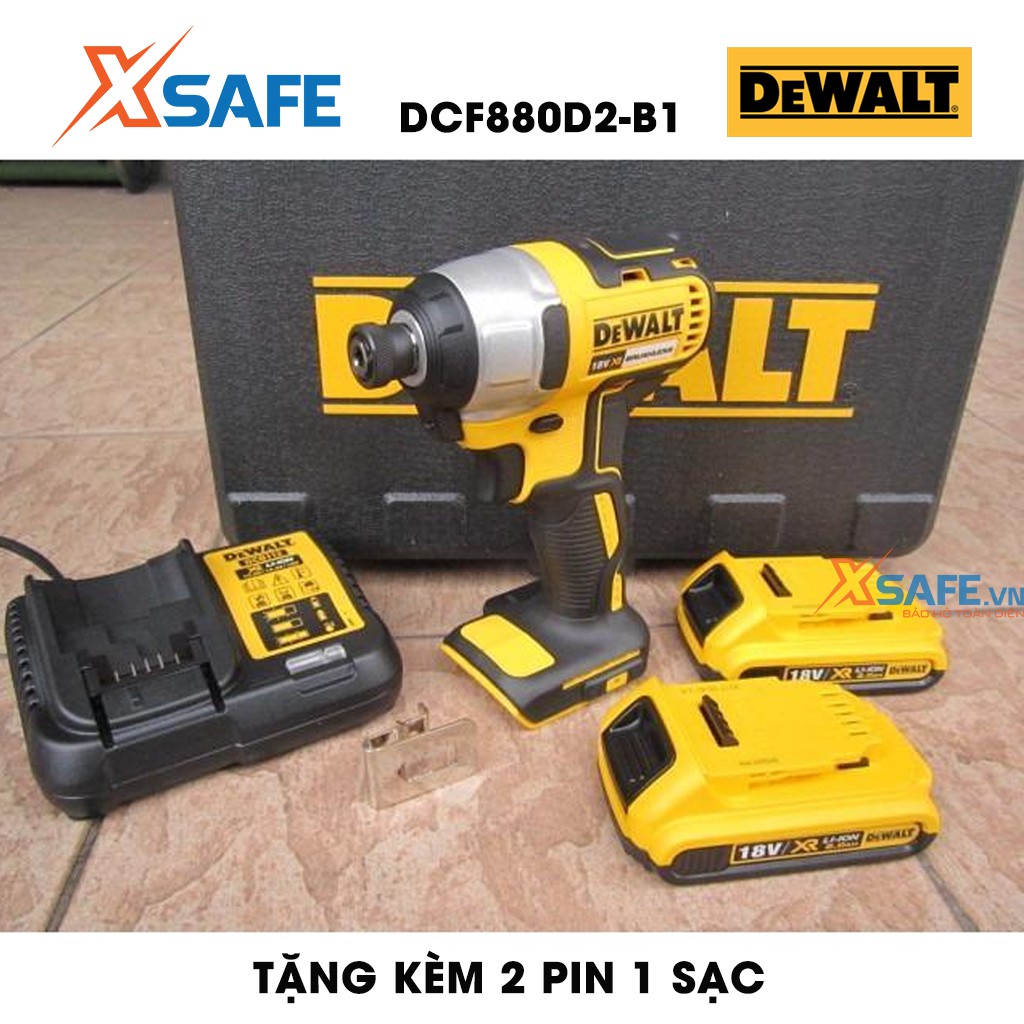 Máy siết bulong cầm tay DEWALT DCF880D2-B1 dùng pin 18V Tặng kèm 2 pin, 1 sạc (BẢO HÀNH MÁY 3 NĂM) - Chính hãng