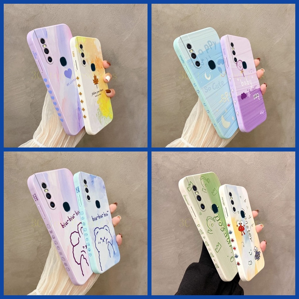 Ốp lưng Vivo V15 Ốp Lưng Điện Thoại Viền Thẳng Họa Tiết Tranh Sơn Dầu Sáng Tạo