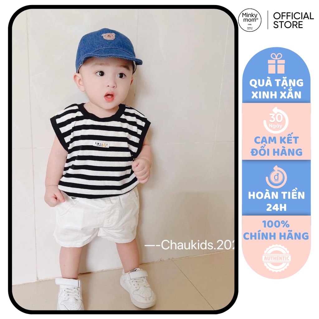 [SALE] Đồ Bộ Bé Trai Áo Kẻ Sọc Cotton Quần Trắng, Bộ Quần Áo Cho Bé Mặc Đi Chơi CK44