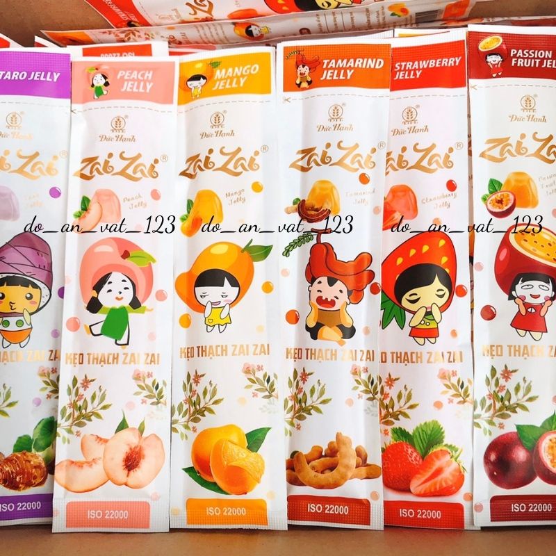 1Kg Thạch Zaizai Dài 💖Freeship💖 Kẹo Thạch Zaizai Đức Hạnh Mẫu Mới Gói Dài Mix Vị Dai Ngon