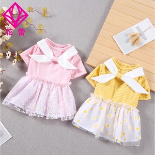 Đầm nơ kiểu thủy thủ phối lưới hoa cho thú cưng, chó mèo
