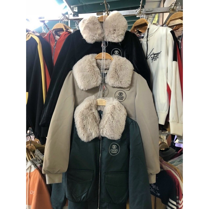 Áo da nhung cổ lông lót lông bo gấu | BigBuy360 - bigbuy360.vn