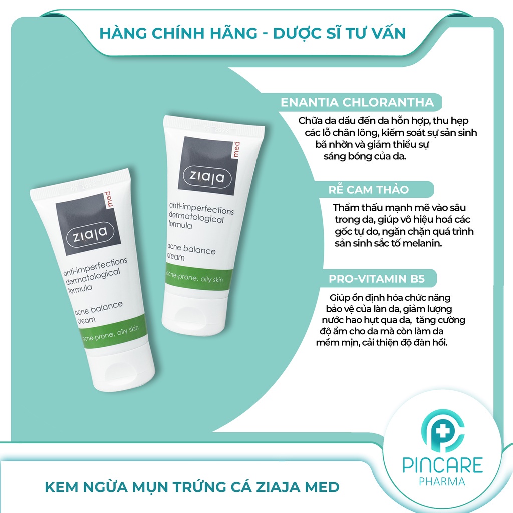 Kem Ngừa Mụn Trứng Cá Ziaja Med 50ml - Hàng chính hãng - Nhà Thuốc Pincare