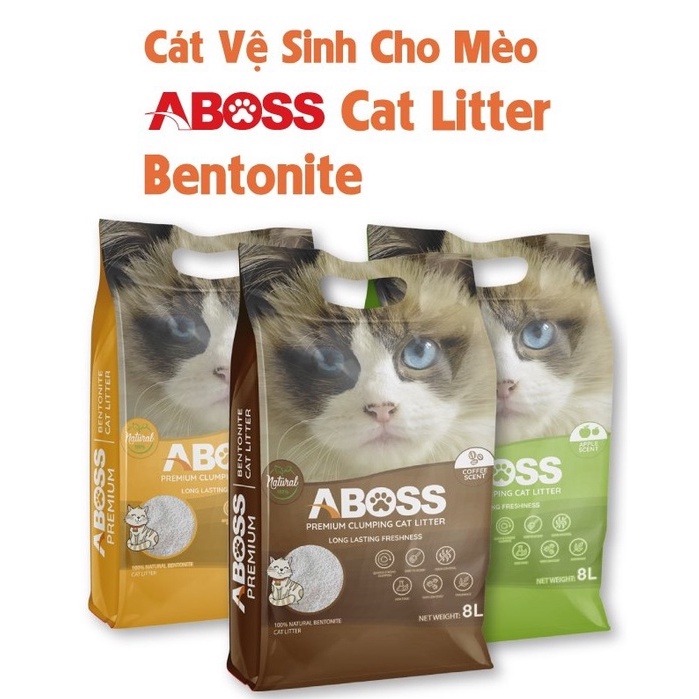 Cát Vệ Sinh Cho Mèo Cát Đất Sét Bentonite Aboss Túi 8L - Carote Pet Shop