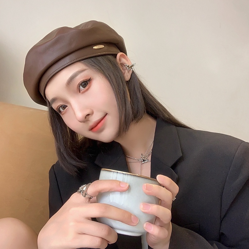 Mũ Beret Da Thời Trang Dành Cho Nữ