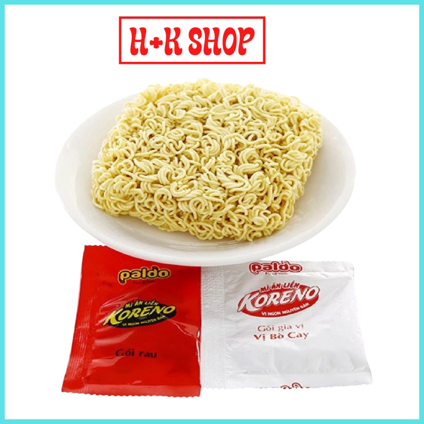 Mì Koreno Jumpo Vị Bò Cay, Vị Kim Chi, Túi 10 gói 100g MKRN01