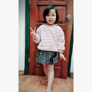 Set áo lông và chân váy cute