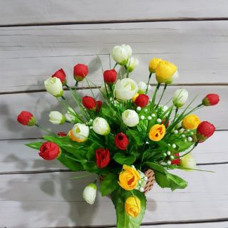 Giỏ hoa lụa_hồng tiểu muội