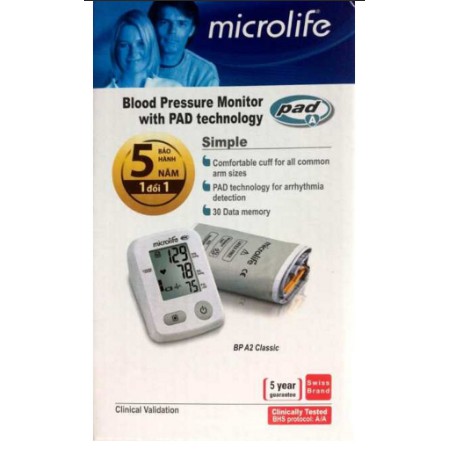Máy Đo Huyết Áp Bắp tay Microlife BP A2 CLASSIC - Bảo hành 1 đổi 1 trong 5 năm