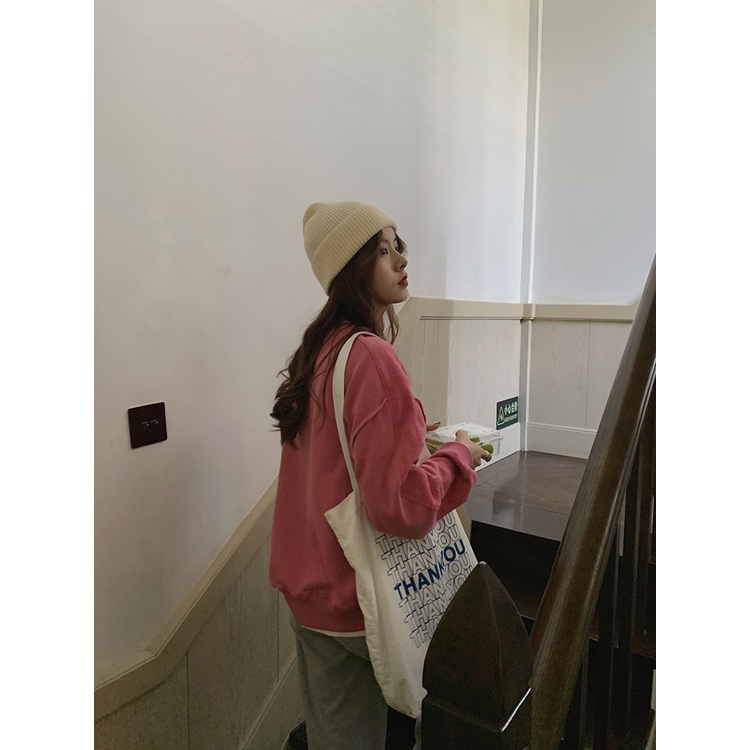 Áo nỉ Sweater nữ Cao cấp Chui đầu Thu Đông cổ tròn Form rộng Ulzzang Hàn Quốc | BigBuy360 - bigbuy360.vn