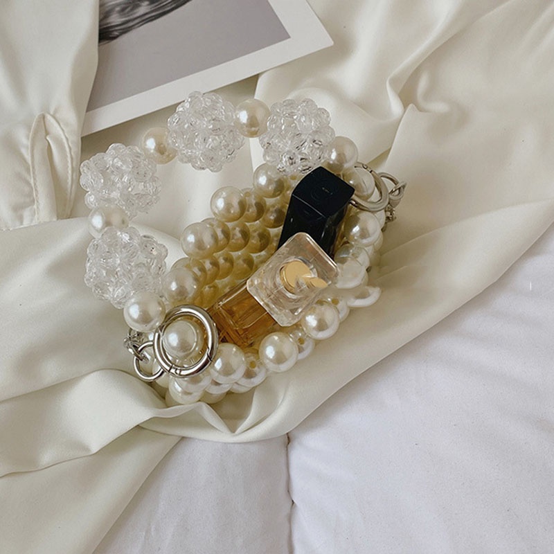 Túi Xách Đính Ngọc Trai Phối Dây Xích Thời Trang Dành Cho Nữ