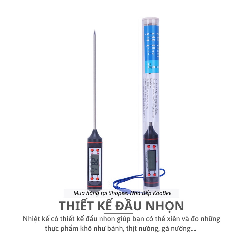Nhiệt kế điện tử đa năng đo nước pha sữa, nước tắm, đo chất lỏng - Nhiệt kế thực phẩm KOOBEE