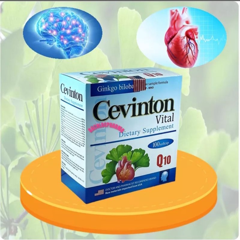 Ginkgo biloba Cevinton Vital Q10,hỗ trợ tăng cường trí nhớ ,tăng cường lưu thông máu,hỗ trợ hệ tim mạch