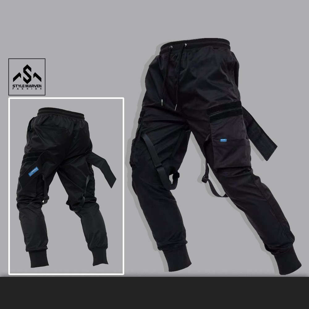 Quần jogger nam túi hộp STYLE MARVEN in chữ phối dây bo gấu chất kaki trơn cao cấp - QUAN SM025C2