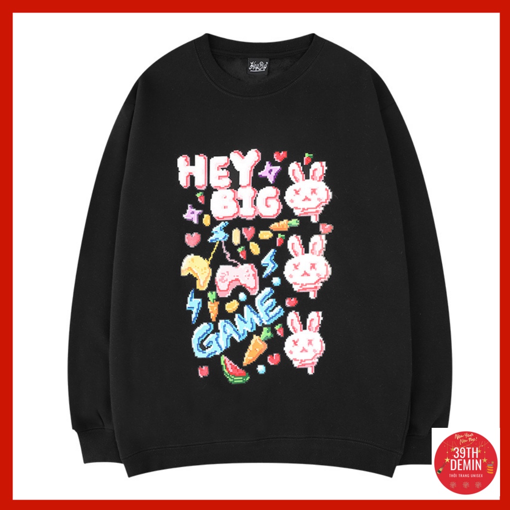 Áo nỉ HEY BIG Nelly phong cách Hồng Kông sweater unisex nam nữ Form rộng Free Size