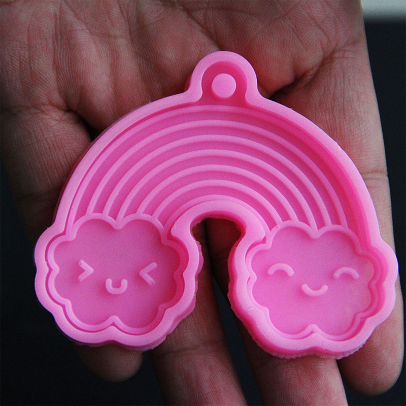 Khuôn Silicone Làm Móc Khóa Resin Hình Đám Mây/Cầu Vồng DIY