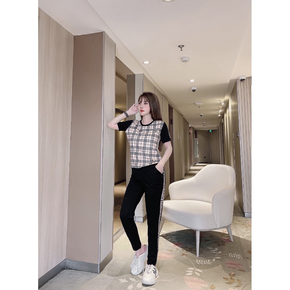 Bộ đồ thể thao nữ phối cam trắng TT398