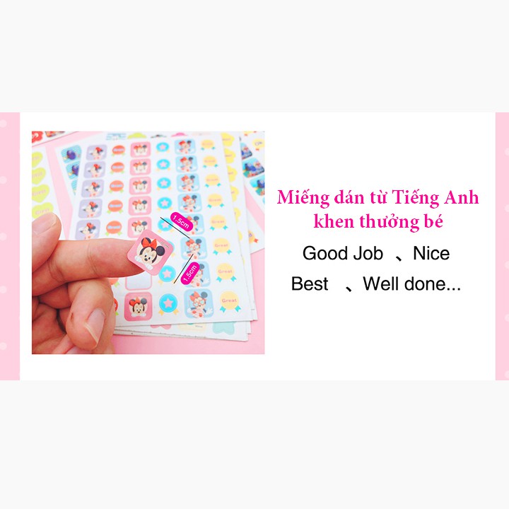 Set 384 sticker khen thưởng tiếng Anh cho bé set 8 tờ với nhiều họa tiết hoạt hình sinh động Baby-S– SST011