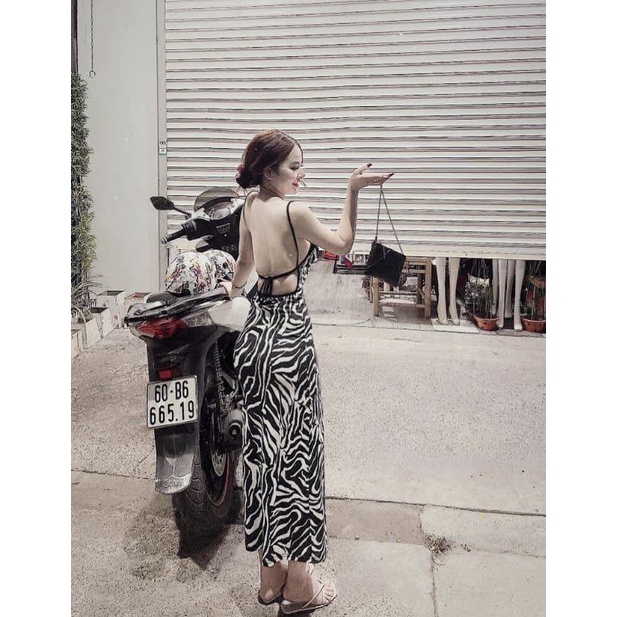 Váy bodyy vằn dáng dài sang chảnh