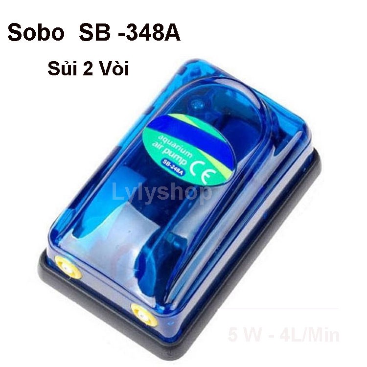 Máy thổi khí 2 vòi SOBO SB-348A  loại tốt, siêu êm. BH uy tín - Hàng mới 2018