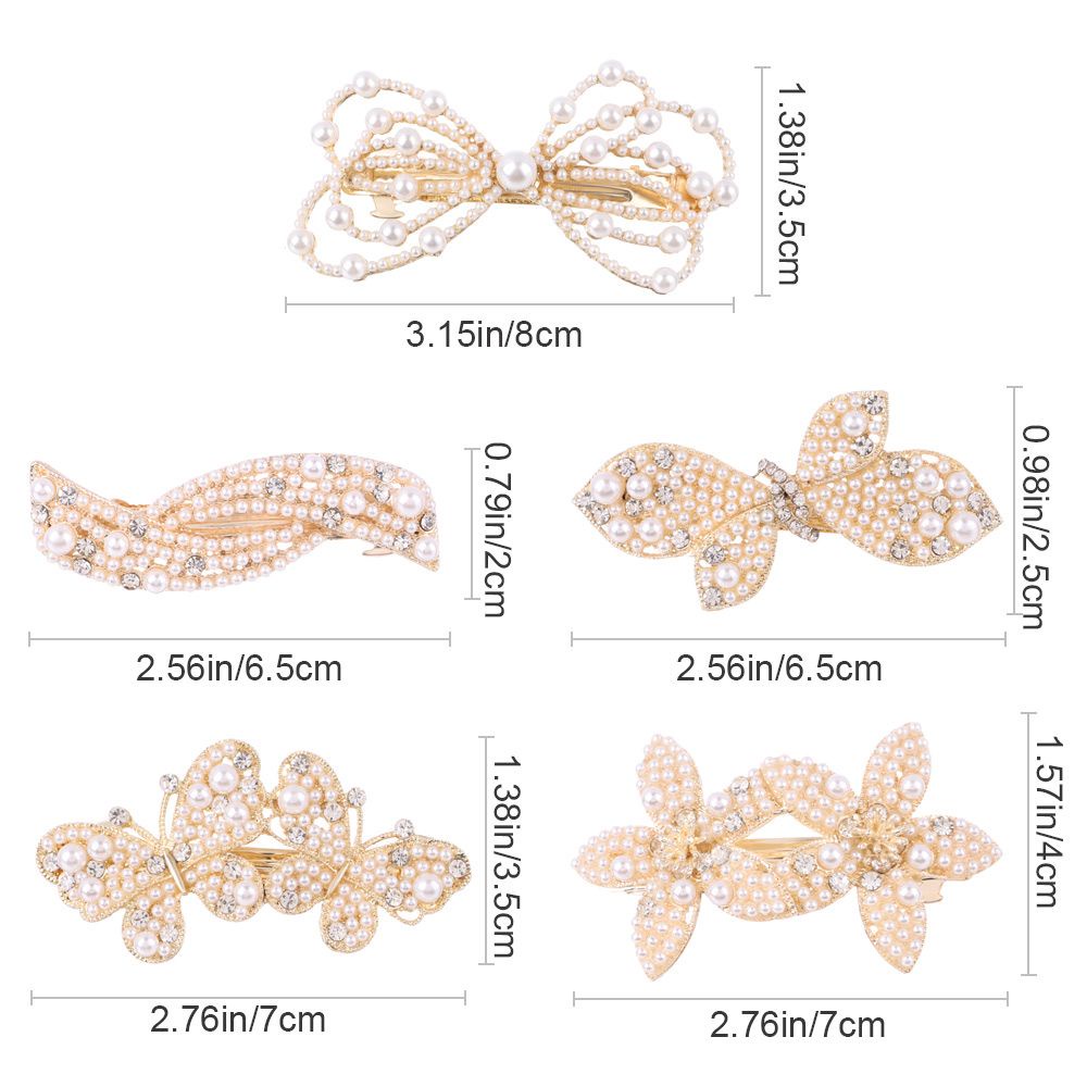 Kẹp tóc hình bướm đính ngọc trai nhân tạo phong cách Hàn Quốc