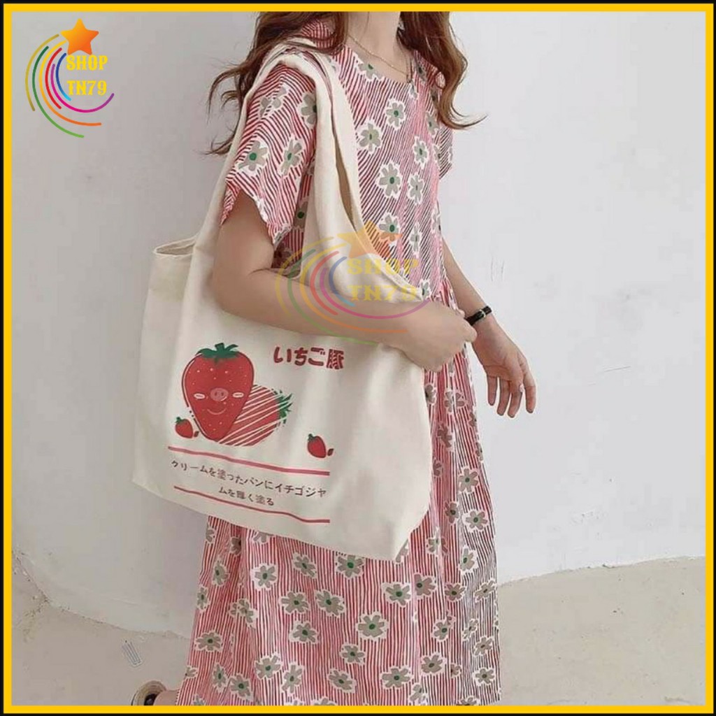Túi đeo vai thời trang vải canvas mềm loại to đi hoc , đi chơi , đi làm đều rất đẹp - DÂU SỌC