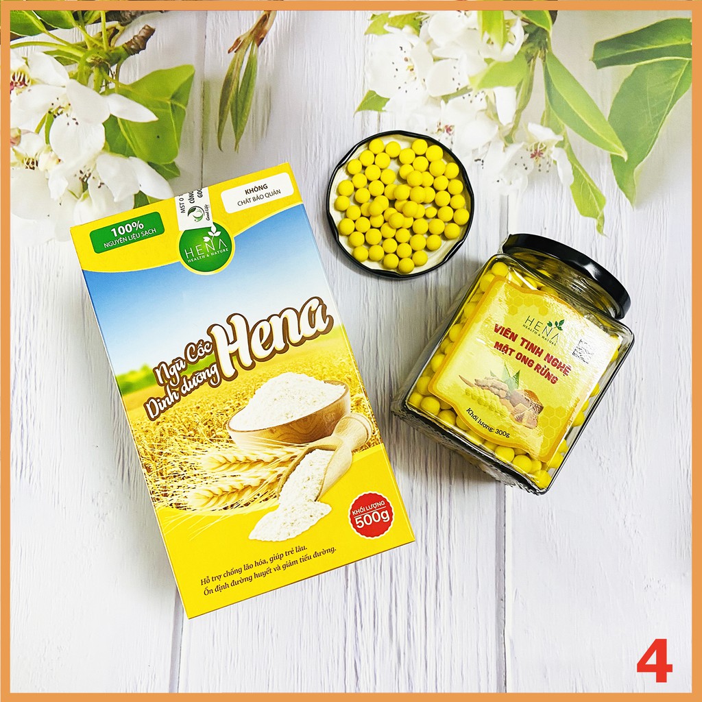 Nghệ Viên Mật Ong Hena 300G + Ngũ Cốc Dinh Dưỡng Tăng Cân Hena 500G [100% Lành Tính Đẩy Lùi Đau Dạ Dày Hiệu Qủa]