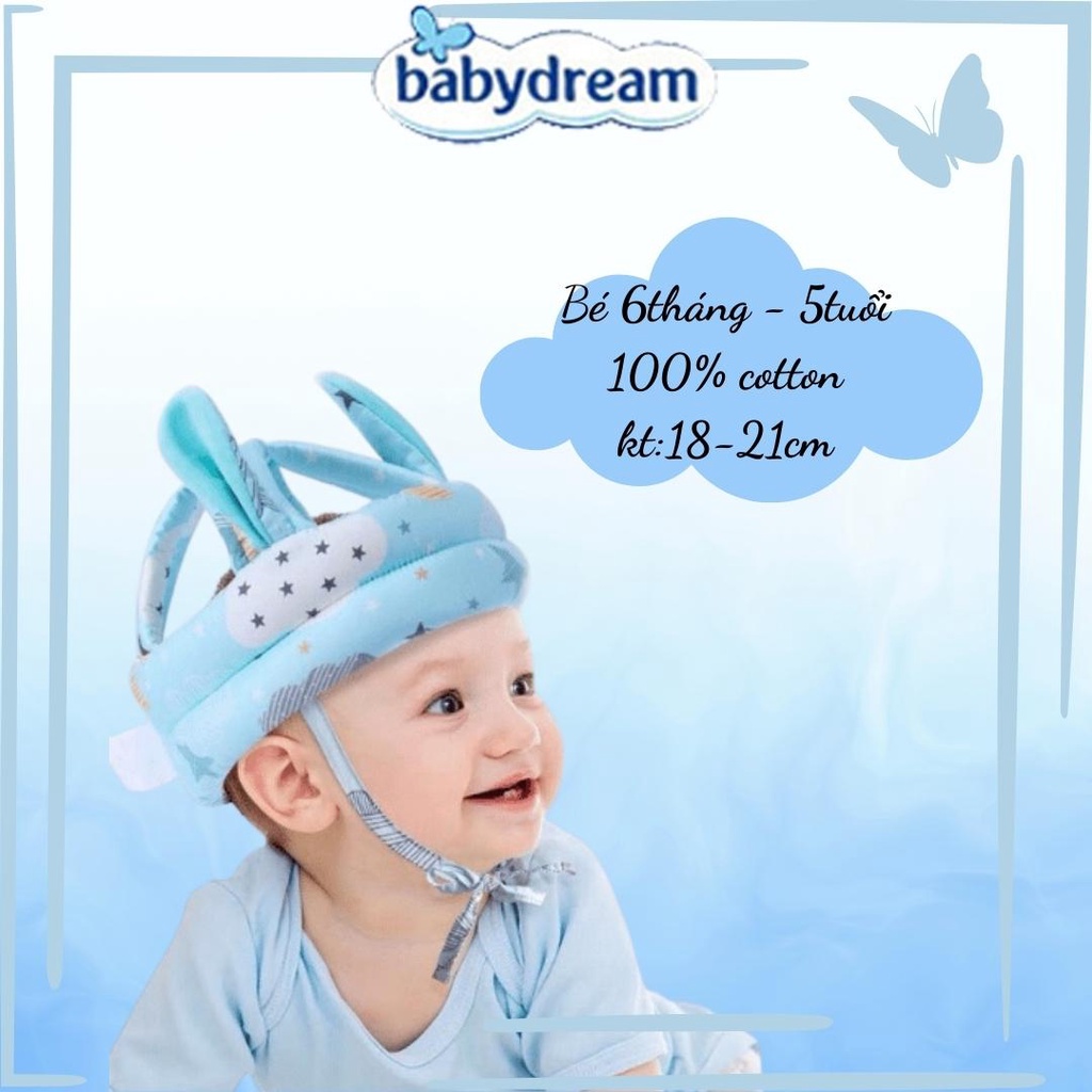 Mũ bảo hiểm bảo vệ đầu cho bé tập đi có tai điều chỉnh kích thước BabyDreams