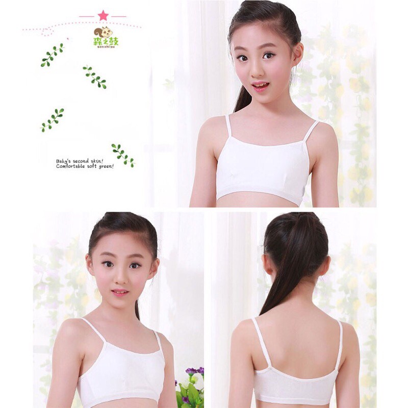 Áo lá học sinh 2 dây không đệm ngực chân ren L007
