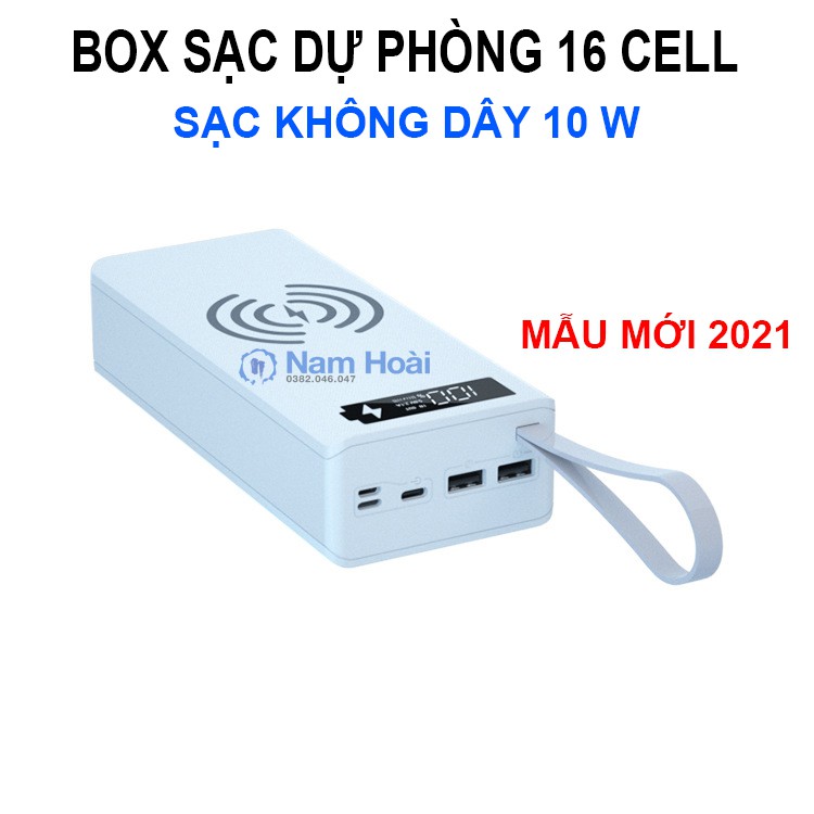 Box sạc dự phòng 16 cell 5V2.1A Không dây bản cao cấp chống ngược cực Mẫu mới 2021