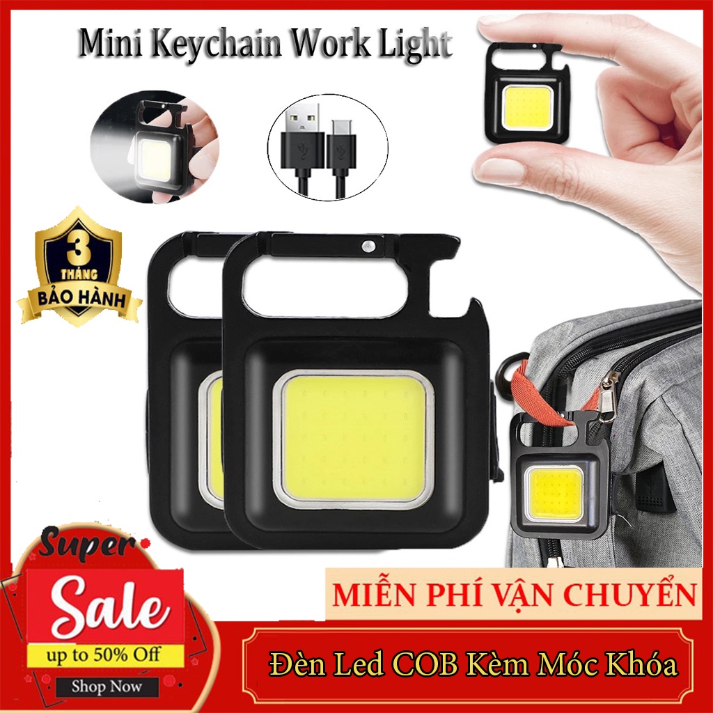 Đèn Led COB Khẩn Cấp Đa Năng Có Thể Sạc Lại Kèm Móc Khóa Nhỏ Gọn Tiện Dụng