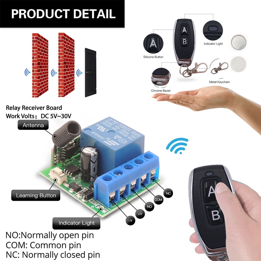 Công tắc rơ le DIESE không dây điều khiển từ xa DC 6V 12V 24V 30V 433mhz chất lượng cao