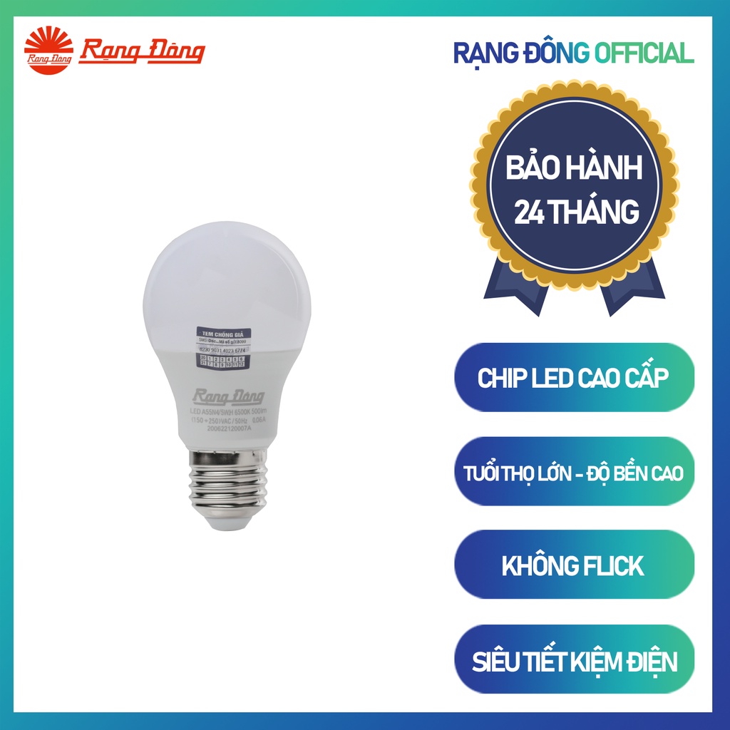 Bóng đèn LED Bulb có model A55N4/ 5W E27 ánh sáng Trắng, vàng