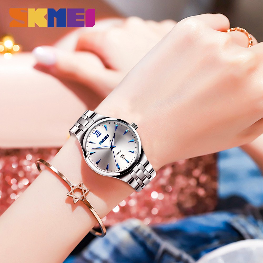 Đồng Hồ Quartz Chống Thấm Nước Chất Liệu Thép Không Gỉ SKMEI 3ATM