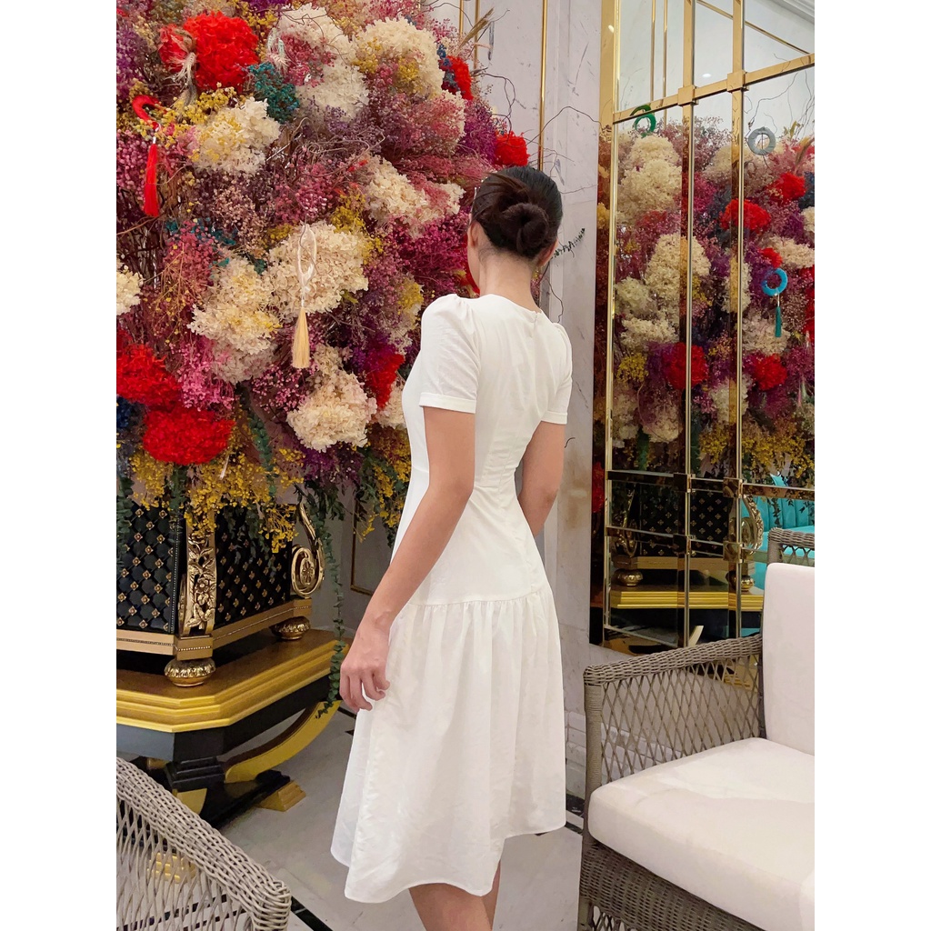 Đầm xòe đuôi cá cổ V phối nơ trẻ trung Felicity dress C495 Cin House