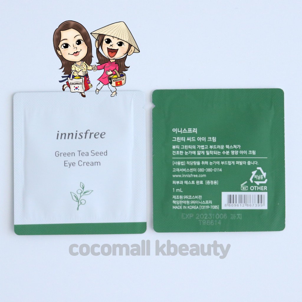 [ Sample 1ml ] Kem Dưỡng Mắt Trà Xanh Innisfree Green Tea Seed Eye Cream chống lão hóa vùng da mắt cocomallkbeauty | BigBuy360 - bigbuy360.vn
